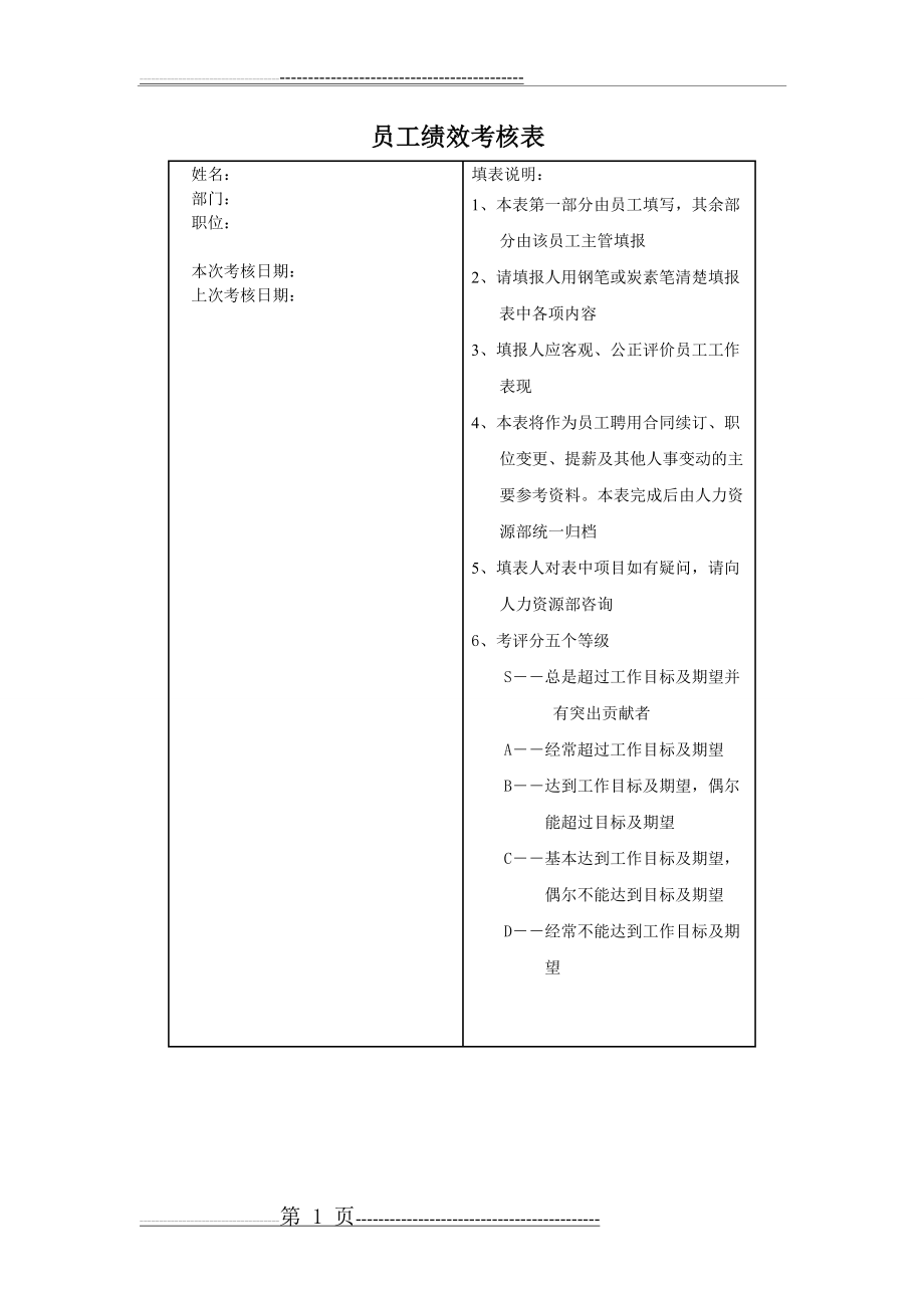 员工绩效考核表(范本)82457(13页).doc_第1页