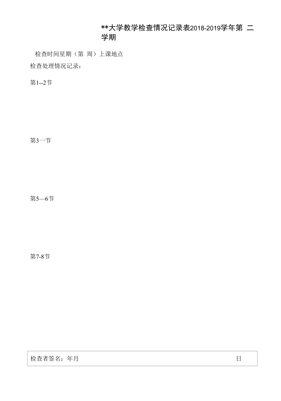 某某大学教学检查情况记录表.docx_第1页