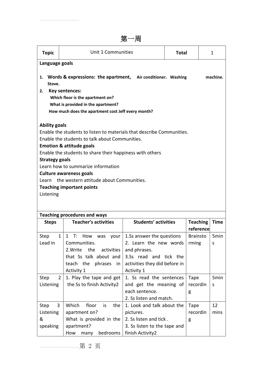 中职英语拓展模块教案第一周(6页).doc_第2页