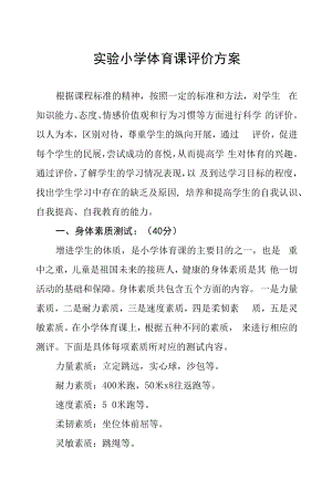 实验小学体育课评价方案.docx