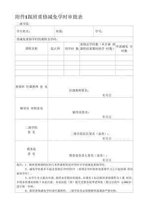 学生跟班重修减免学时审批表（模板）.docx