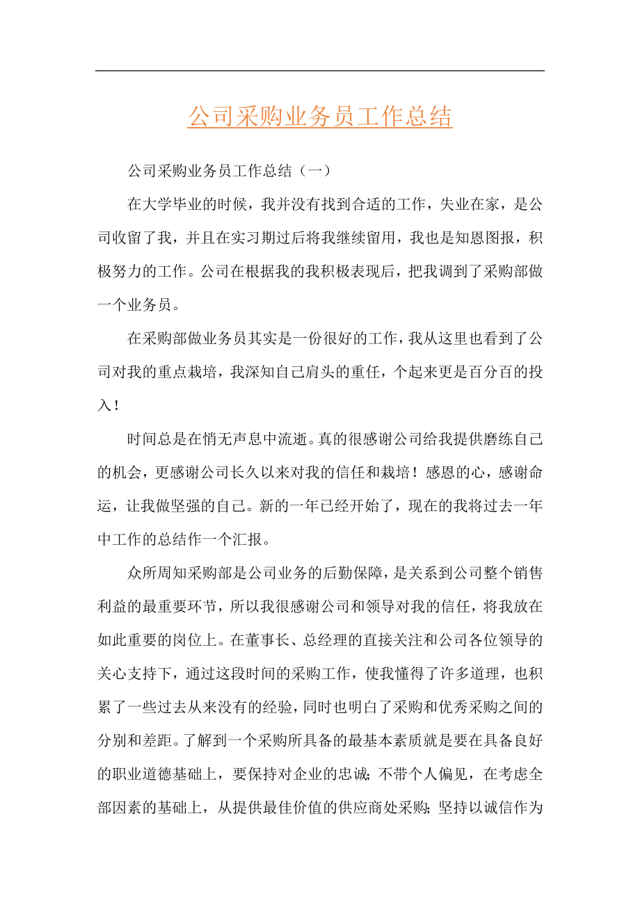 公司采购业务员工作总结.docx_第1页