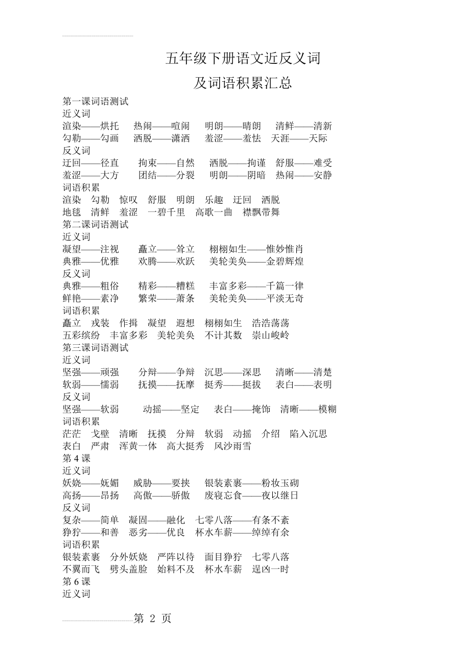 五年级下册语文近反义词(13页).doc_第2页