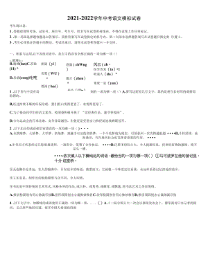 2021-2022学年黑龙江省黑河市重点中学中考二模语文试题含解析.docx