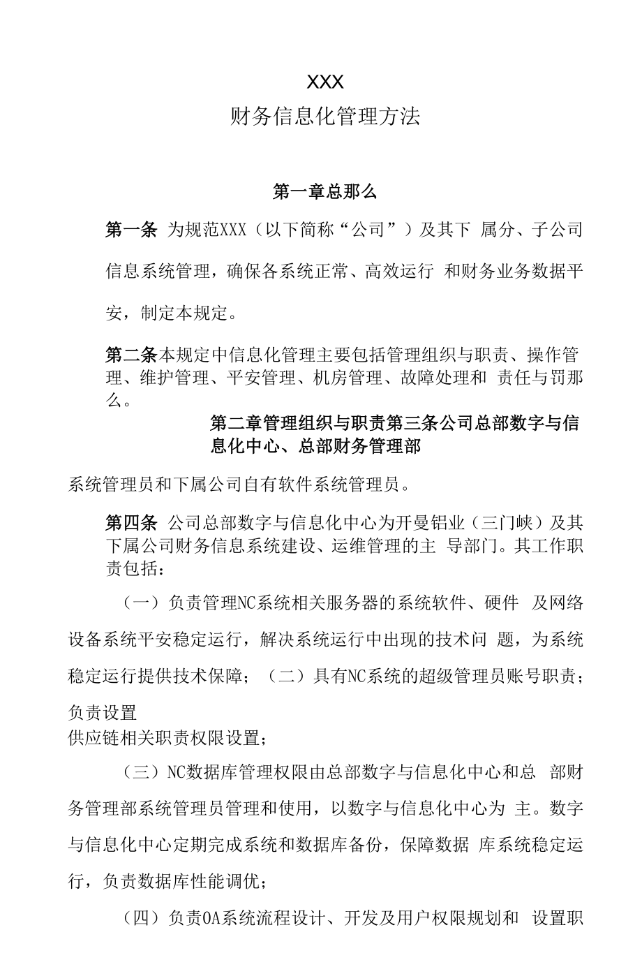 XXX有限公司财务信息化管理办法.docx_第1页