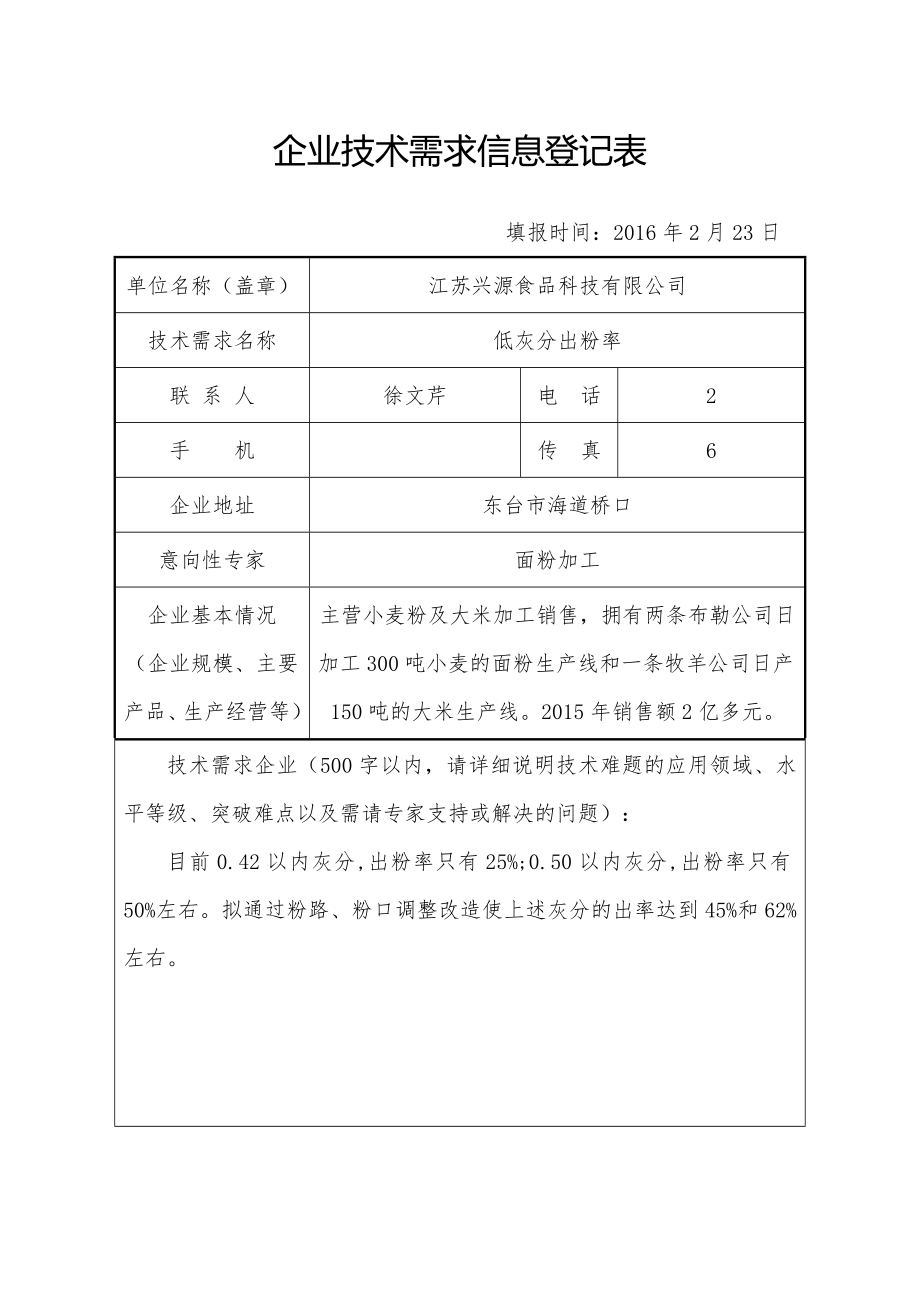 企业技术需求信息登记表.docx_第1页