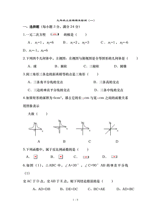 初三数学期末测试题北师大版.doc