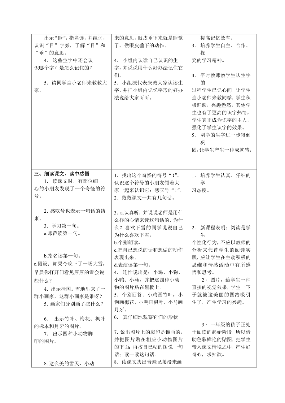 一上雪地里的小画家教学设计与反思.doc_第2页