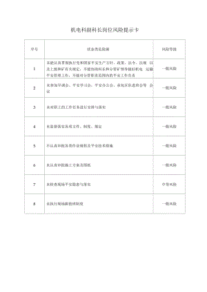 机电科副科长岗位风险提示卡.docx