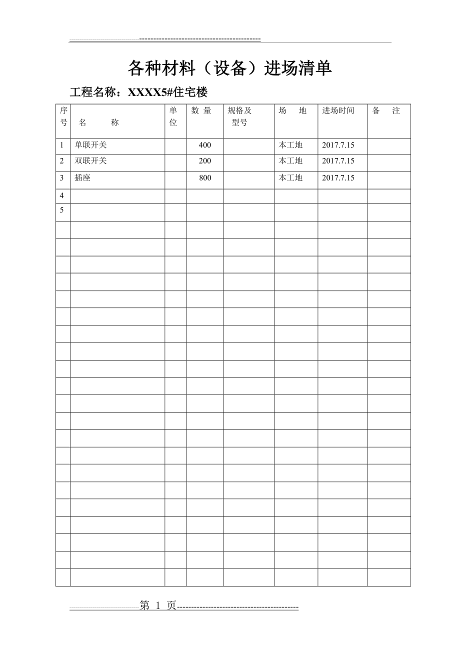 各种材料进场清单(3页).doc_第1页