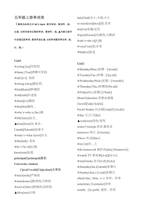 PEP五年级上册英语单词带音标.doc