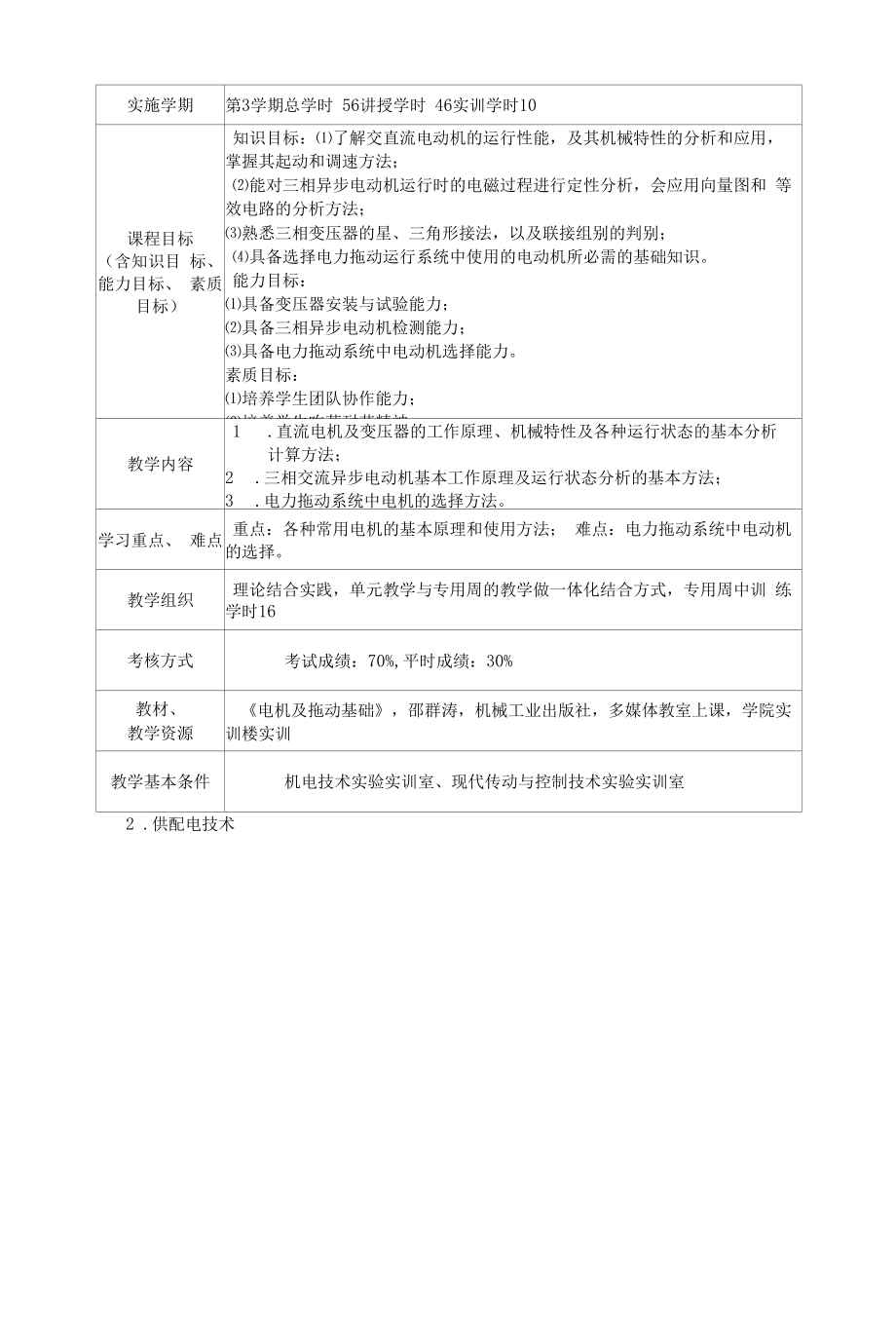 电气自动化专业人才培养方案（技能高考）（高职）.docx_第2页