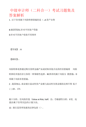 中级审计师（二科合一）考试习题集及答案解析 (2).docx