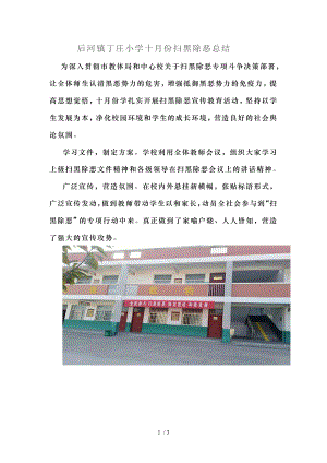 丁庄小学十月份扫黑除恶工作总结.doc