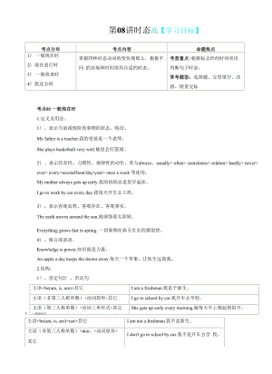 第08讲 时态（练习版）-【暑假自学课】2022年新七年级英语暑假精品课（人教版）.docx