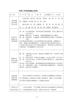 XX小学培优辅差具体记录.doc