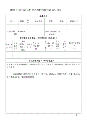 驻镇帮镇扶村优秀农村科技特派员申报表.docx