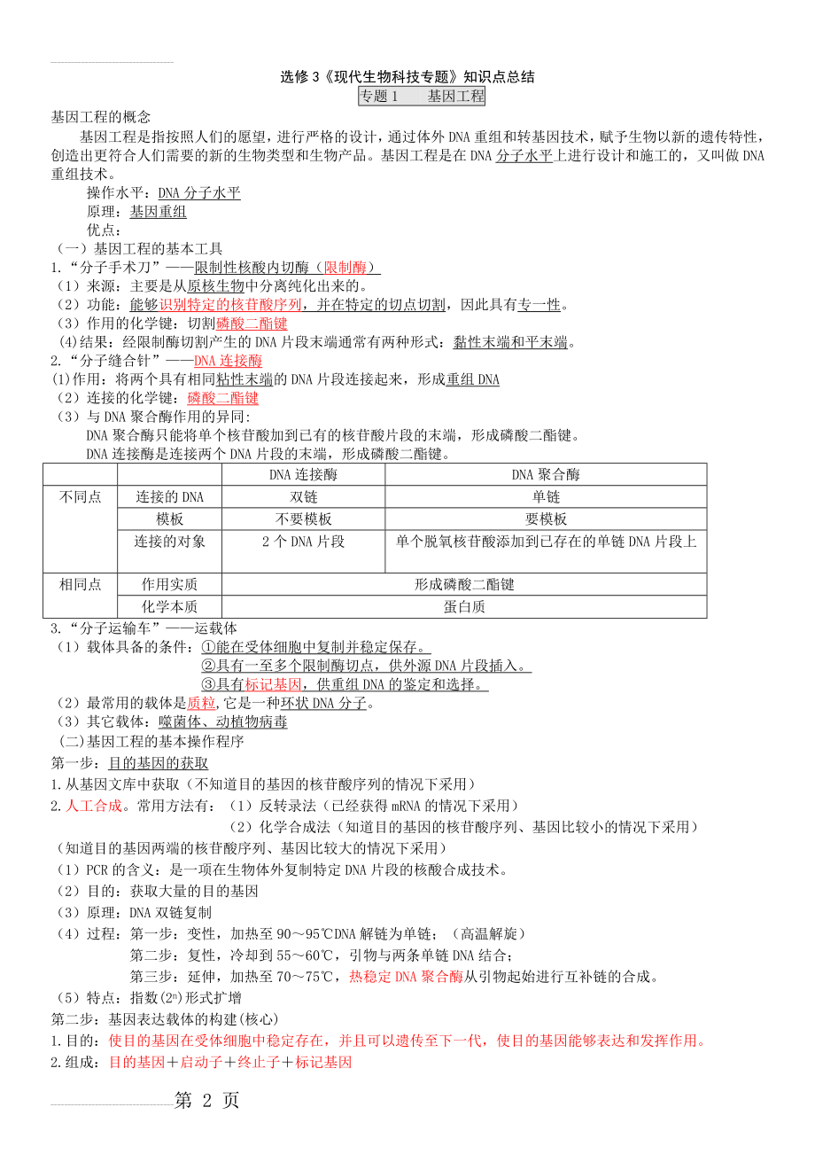 人教版高中生物选修三知识点总结(详细)(8页).doc_第2页