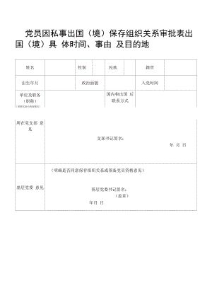 党员因私事出国（境）保留组织关系审批表.docx