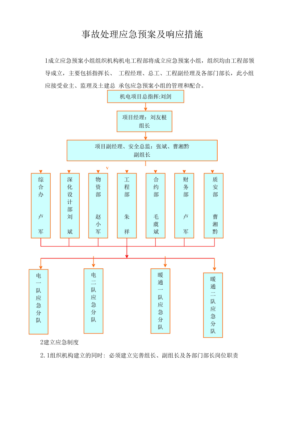 事故处理应急预案及响应措施.docx_第1页