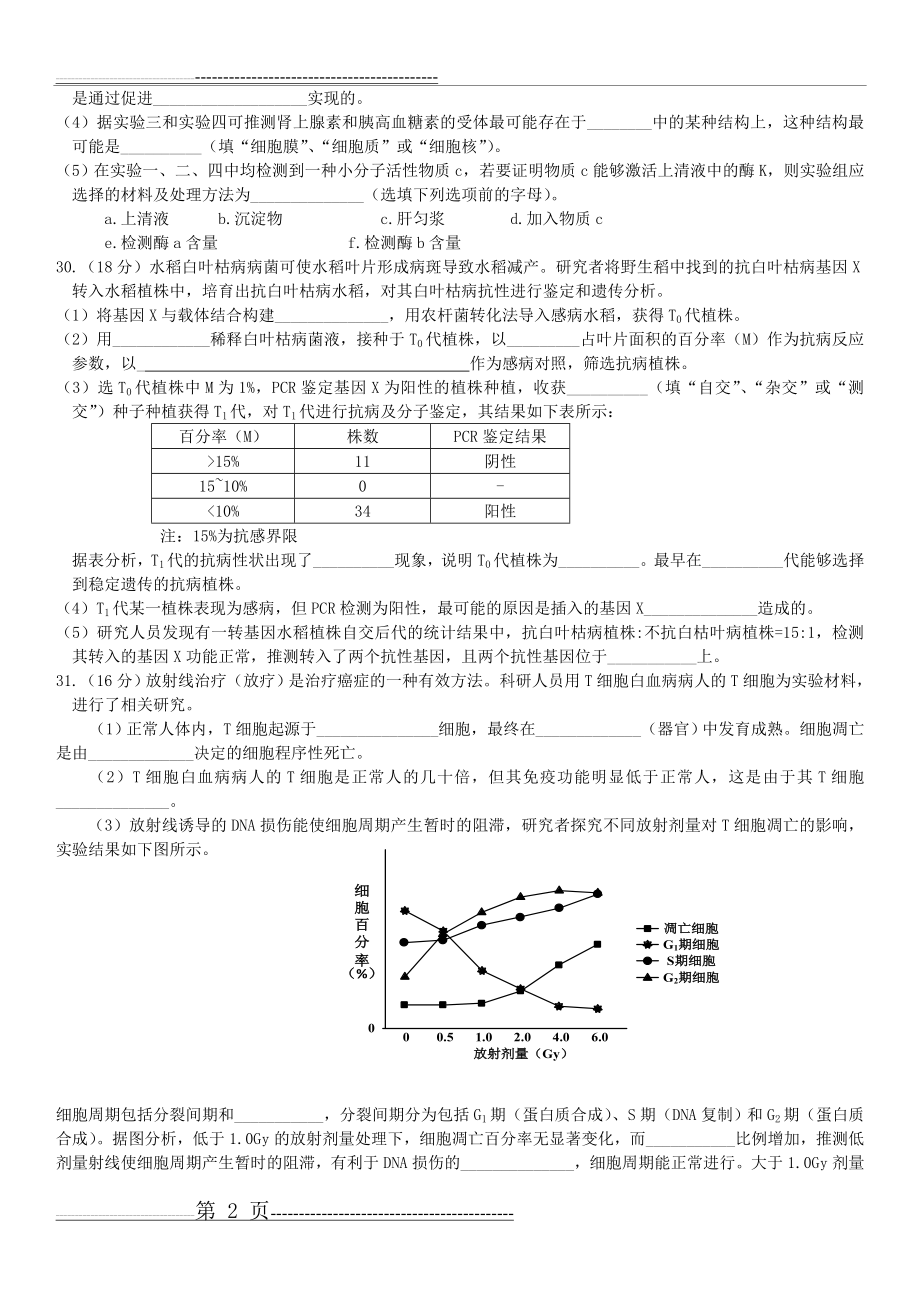 北京市海淀区2014届高三适应性练习理综生物及答案【一模】干净版(3页).doc_第2页