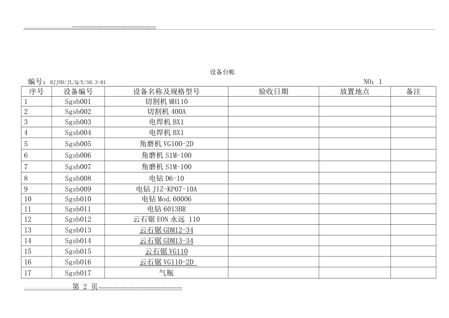 各种设备维护保养记录表格格(8页).doc_第2页