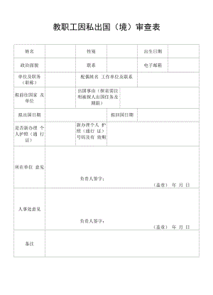 教职工因私出国（境）审查表.docx