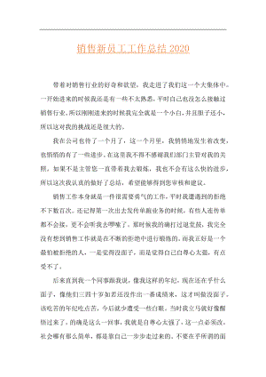 销售新员工工作总结2020.docx