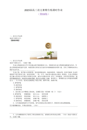 2023届高三语文暑期专练课时作业53（含答案）.docx