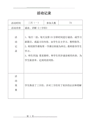 国学经典诵读活动记录(6页).doc