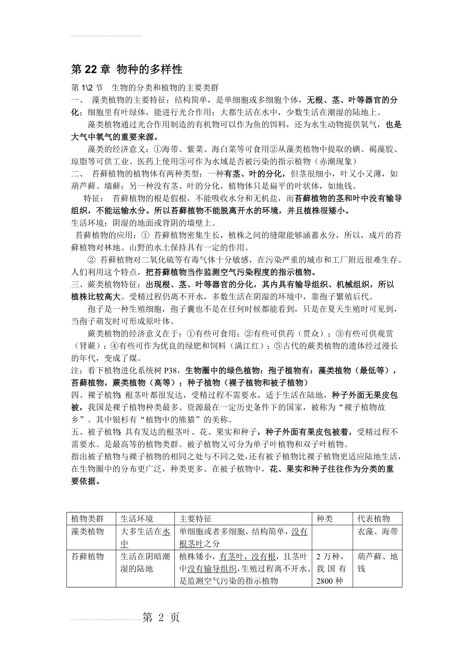 北师大版八年级下册生物知识点总结(10页).doc_第2页