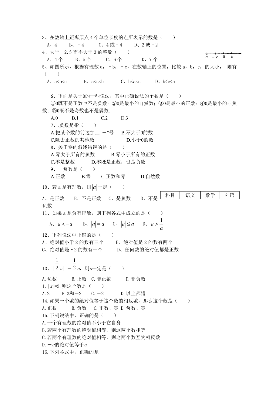 北师大版七年级数学上册第二章测试题.doc_第2页