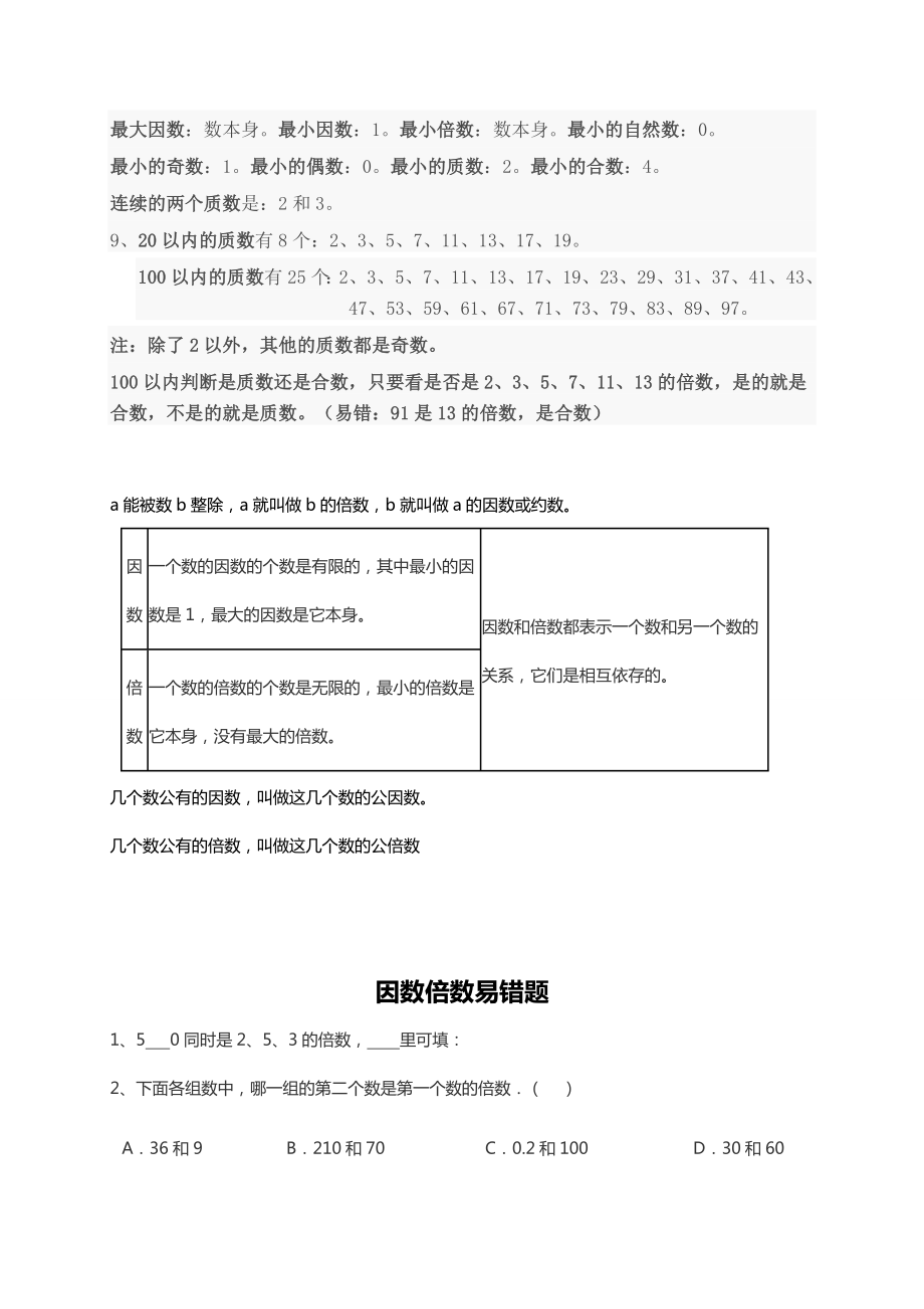 五年级数学下册第二单元因数与倍数易错题练习.doc_第2页