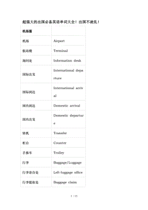 超强大的出国必备英语单词大全.doc