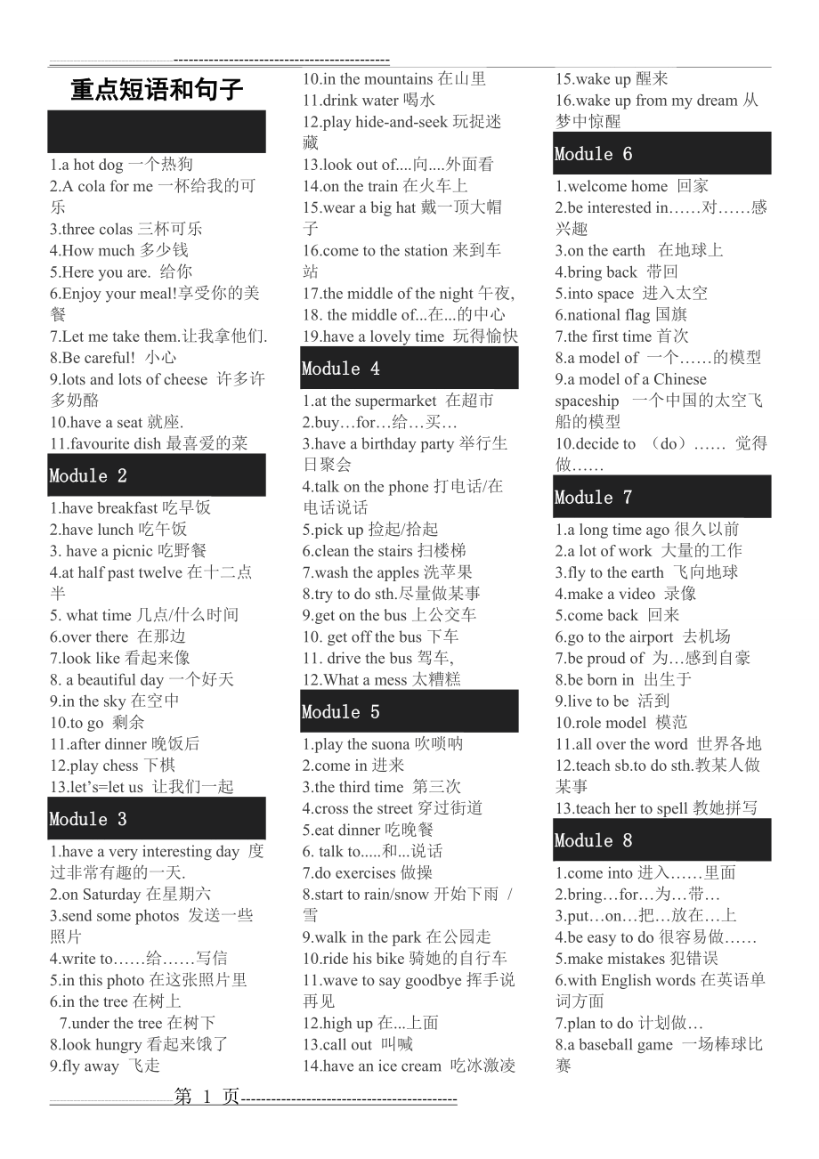 外研版六年级下册毕业复习重点知识点(4页).doc_第1页