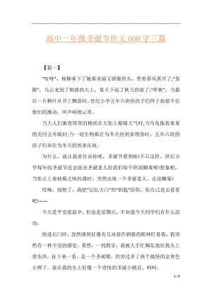 高中一年级圣诞节作文600字三篇.docx