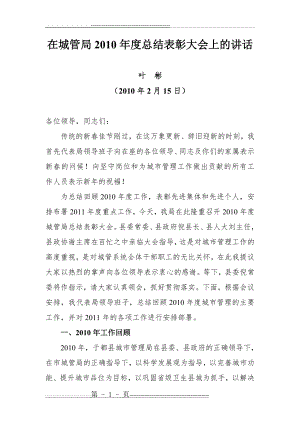 在城管局2010年度总结表彰大会上的讲话(16页).doc