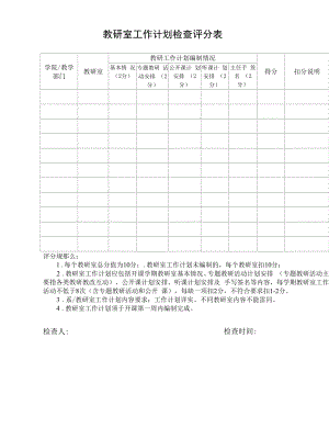 教研室工作计划检查评分表.docx