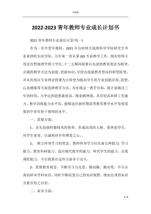 2022-2023青年教师专业成长计划书.docx