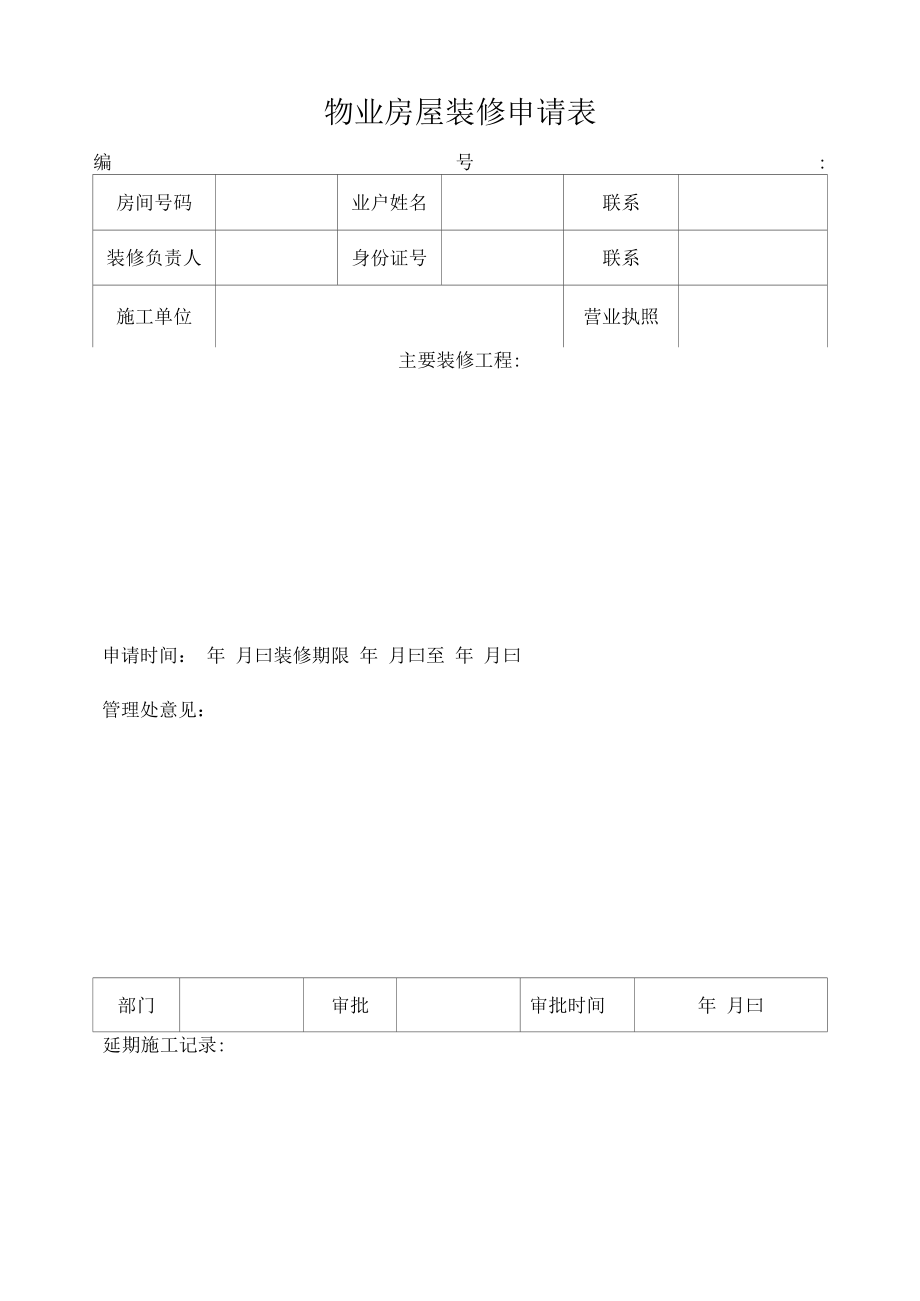 物业房屋装修申请表.docx_第1页