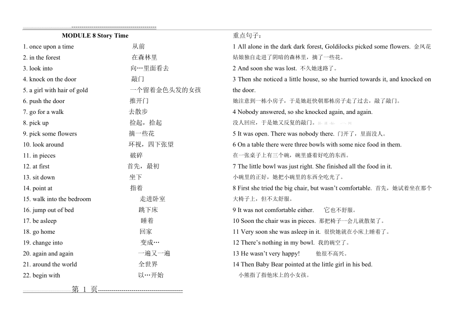 外研版七年级下册m8复习资料(3页).doc_第1页