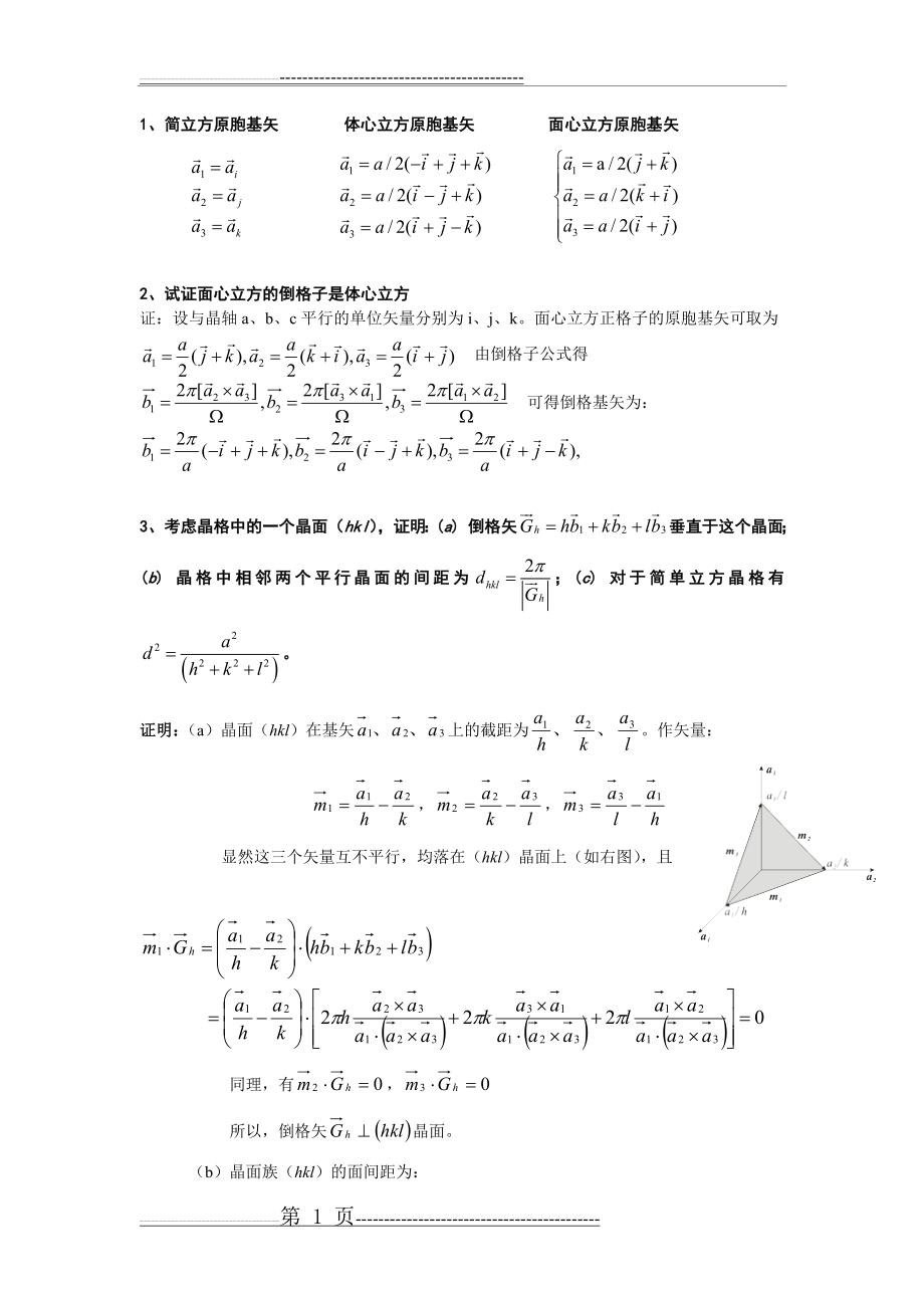 固体物理考试 复习(11页).doc_第1页