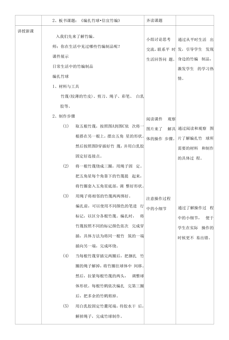 粤教版初中第五单元第3课编扎竹球信宜竹编教案.docx_第2页