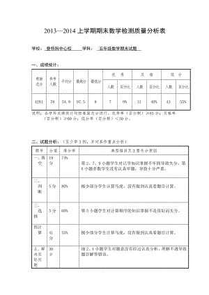 五年级数学学科质量分析.doc