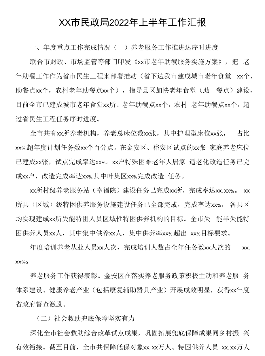 市民政局2022年上半年工作汇报.docx_第1页