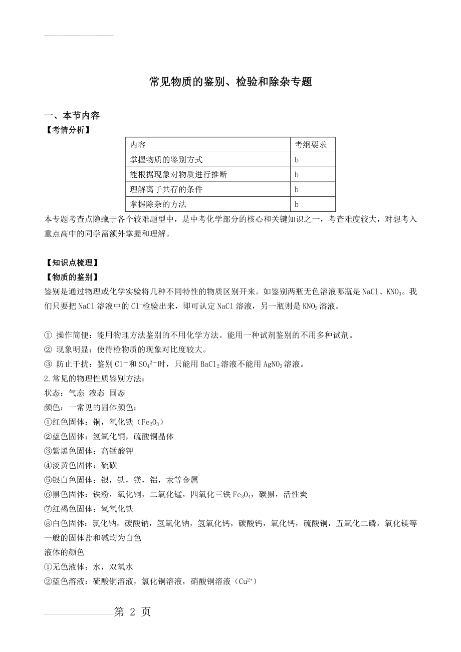 化学常见物质的鉴别、检验和除杂专题(16页).doc_第2页