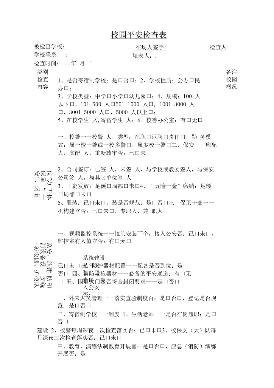 中小学校校园安全检查表.docx_第1页