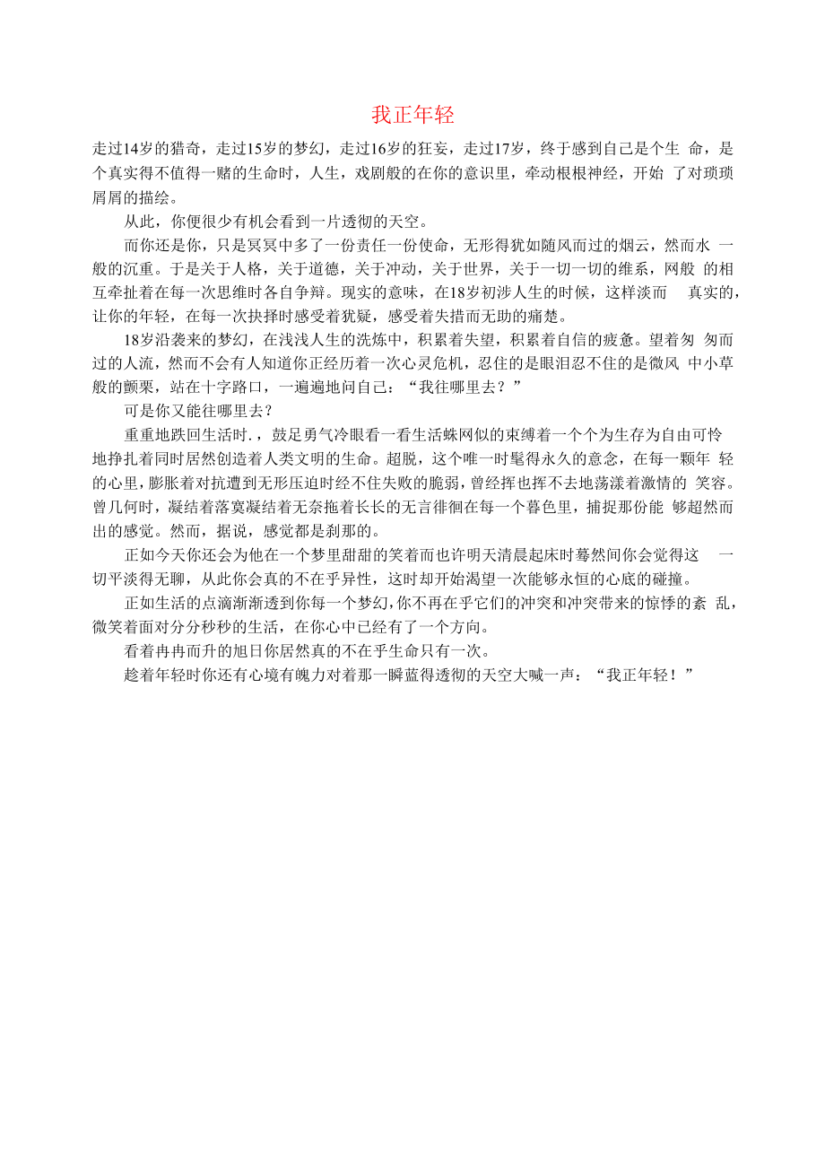 初中语文智慧美文我正年轻.docx_第1页