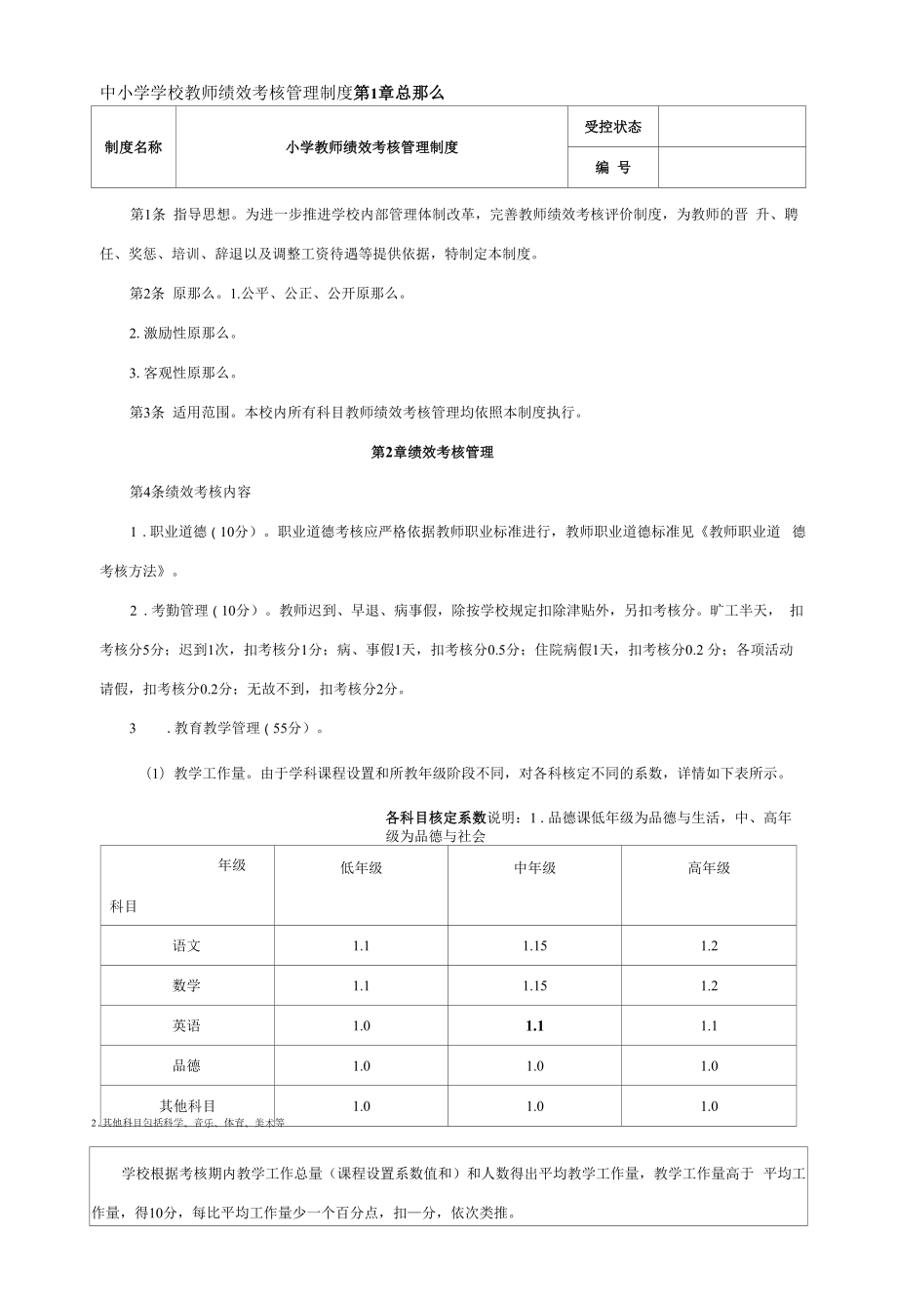 中小学学校教师绩效考核管理制度.docx_第1页