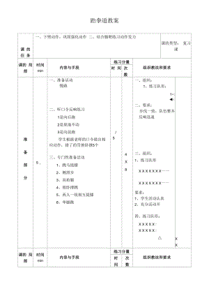 初中体育：跆拳道教案.docx